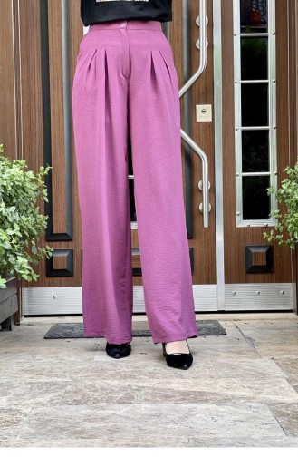 3000Mp Pleated Aerobin Wide Leg Trousers Dusty Rose 5888