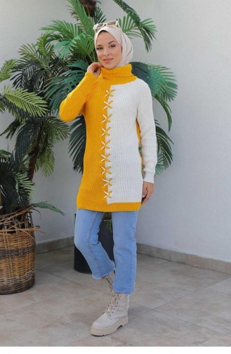 0023Mp Schildkröten-Strickpullover Gelb 5960