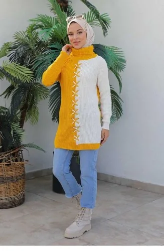0023Mp Schildkröten-Strickpullover Gelb 5960