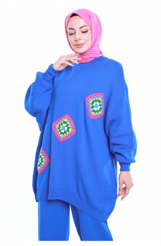 12442Klc Motivstrickanzug Saxe Blue 5984