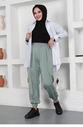 6152Nrs Pantalon Taille Et Jambe élastiques Vert 5991