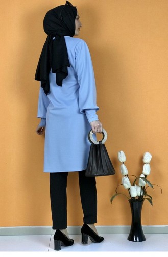 Tunique Hijab Détail Collier 0120-01 Bleu Bébé 0120-01