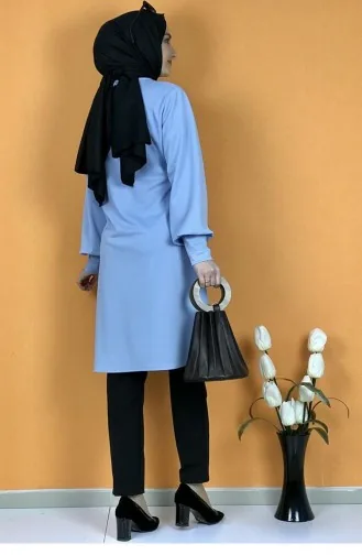 Tunique Hijab Détail Collier 0120-01 Bleu Bébé 0120-01