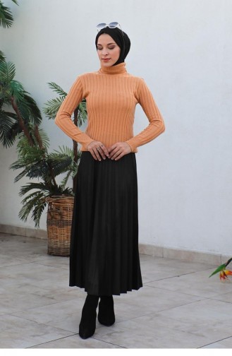 0028Mp Pull Maille Rayures Verticales Camel 6154