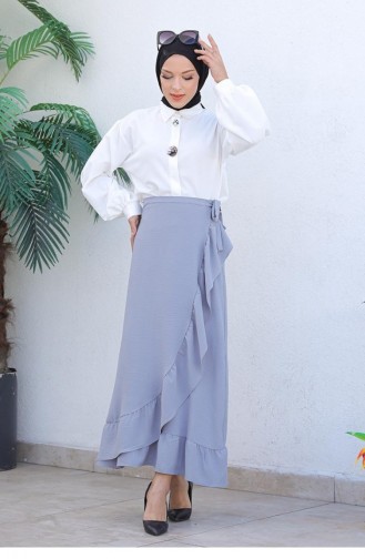 1523Tgm Frilly Design Skirt Gray 6201