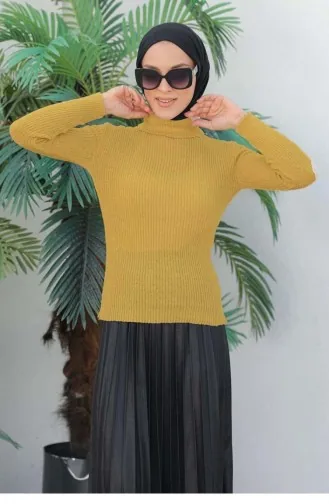 0024Mp Rollkragen-Strickpullover Senf 6204