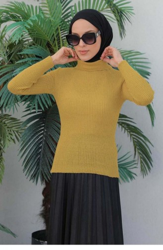 0024Mp Rollkragen-Strickpullover Senf 6204