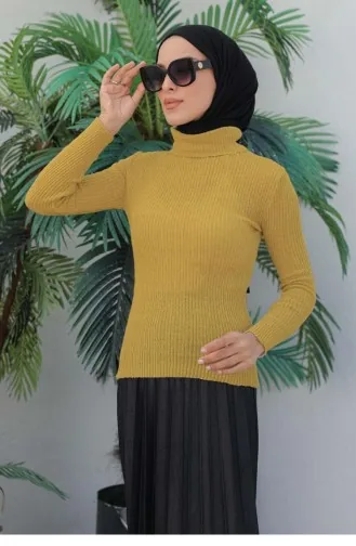 0024Mp Rollkragen-Strickpullover Senf 6204