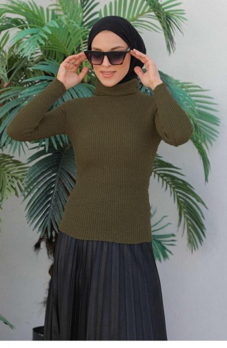 0024Mp Rollkragen-Strickpullover Khaki 6206