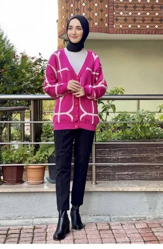 006Wst Strick-Cardigan Fuchsia 6324