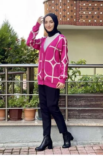 006Wst Strick-Cardigan Fuchsia 6324