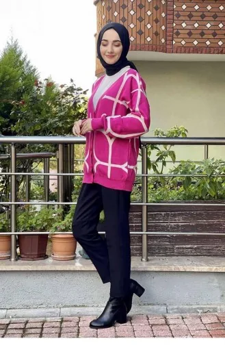 006Wst Strick-Cardigan Fuchsia 6324