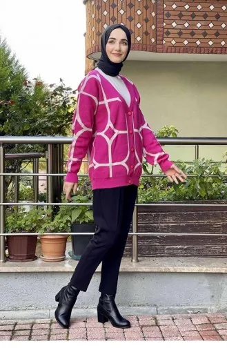 006Wst Strick-Cardigan Fuchsia 6324