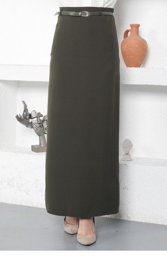 5052Nrs Belted Pencil Skirt Khaki 6347