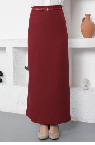 5052Nrs Belted Pencil Skirt Claret Red 6348