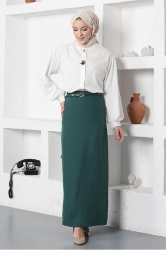 5052Nrs Belted Pencil Skirt Emerald Green 6350