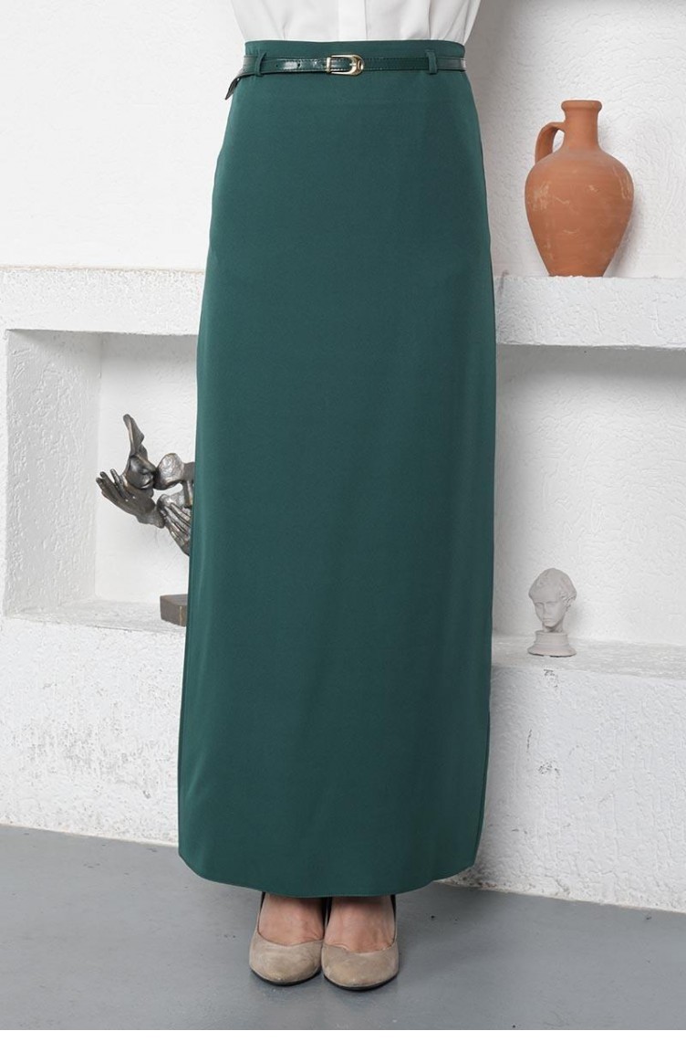 Dark green online pencil long skirt