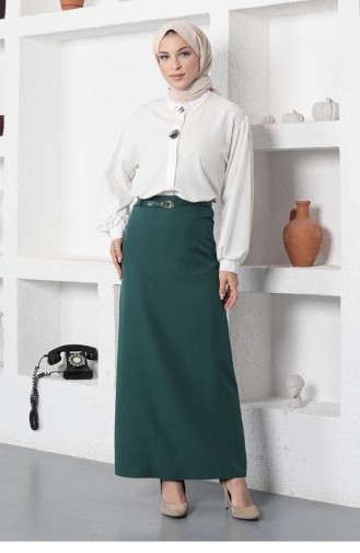 5052Nrs Belted Pencil Skirt Emerald Green 6350