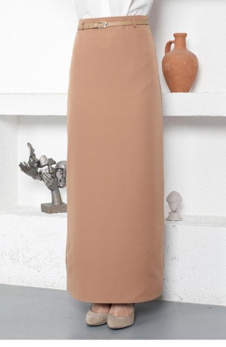 5052Nrs Belted Pencil Skirt Camel 6351