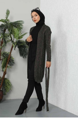 Strick-Cardigan Mit Gürtel 0027-03 Anthrazit 0027-03