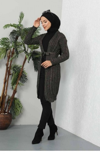 Strick-Cardigan Mit Gürtel 0027-03 Anthrazit 0027-03