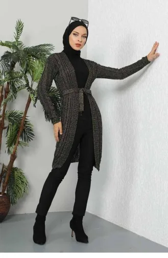 Cardigan Tricot A Ceinture 0027-03 Anthracite 0027-03