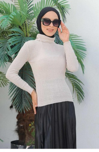 0024Mp Rollkragen-Strickpullover Beige 6470