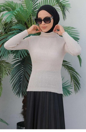 0024Mp Rollkragen-Strickpullover Beige 6470