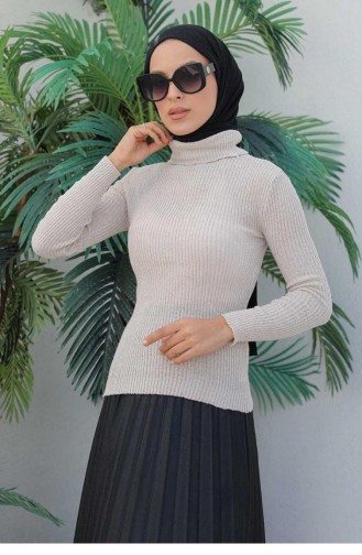 0024Mp Rollkragen-Strickpullover Beige 6470