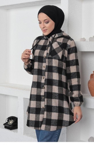 0158Sgs Plaid Patterned Hijab Cape Mink 6656