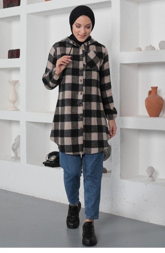 0158Sgs Plaid Patterned Hijab Cape Mink 6656