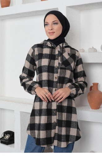 0158Sgs Plaid Patterned Hijab Cape Mink 6656