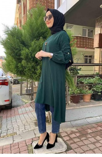 0119Sgs Ballonarmketting Gedetailleerde Hijab Smaragdgroen 6658