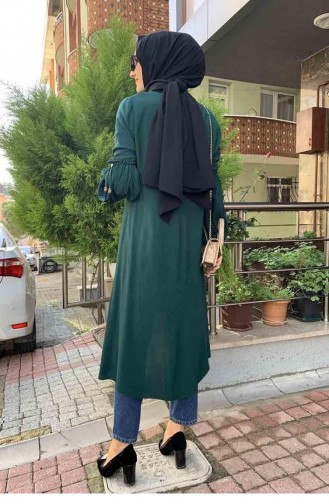 0119Sgs Ballonarmketting Gedetailleerde Hijab Smaragdgroen 6658