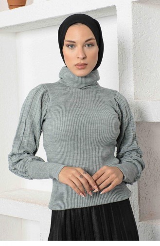 0020Mp Ballonärmel-Strickpullover Mint 6660