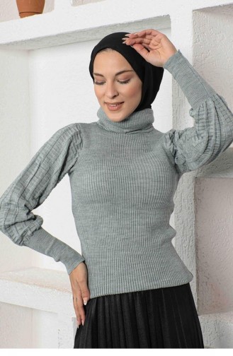 0020Mp Ballonärmel-Strickpullover Mint 6660