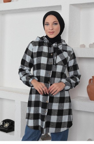 0158Sgs Plaid Patterned Hijab Cap Baby Blue 6724