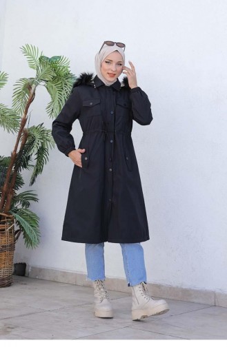 6000Tbt Bondit Fabric Fur Coat Black 6729