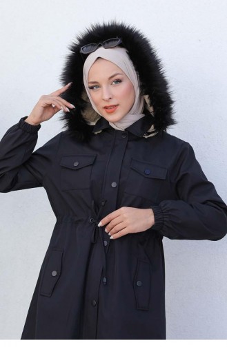 6000Tbt Bondit Fabric Fur Coat Black 6729