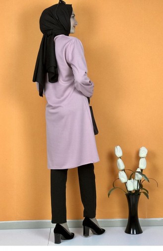تونيك للحجاب مُزين بتفاصيل قلادة 0120-02 لون وردي 0120-02