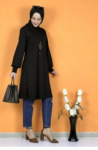 Tunique Hijab Détail Collier 0120-05 Noir 0120-05