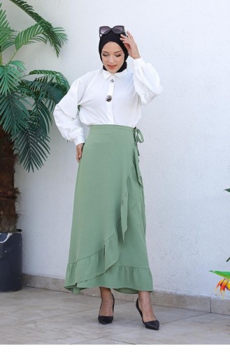1523Tgm Frilly Design Skirt Khaki 6795