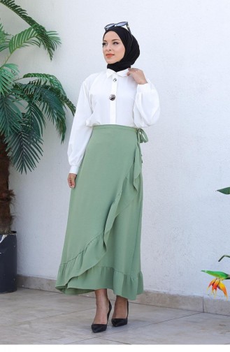 1523Tgm Frilly Design Skirt Khaki 6795