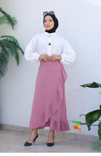 1523Tgm Rok Met Ruchesontwerp Dusty Rose 6797