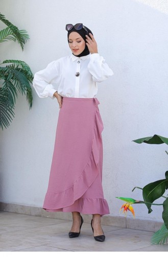 1523Tgm Rok Met Ruchesontwerp Dusty Rose 6797