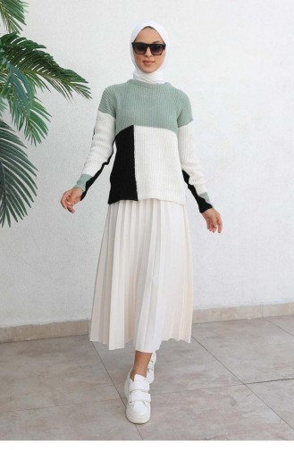 0025Mp Dreifarbiger Pullover Mint 6806
