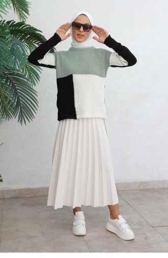 0025Mp Dreifarbiger Pullover Mint 6806