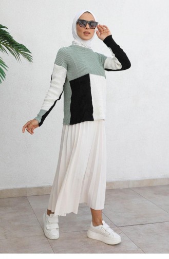 0025Mp Dreifarbiger Pullover Mint 6806