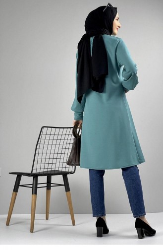 Tunique Hijab Détail Collier 0120-10 Bleu Pétrole 0120-10