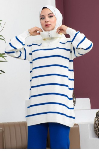 0065Mp Striped Knitwear Set Saxe Blue 6873